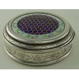 Spanish silver compact style box circa 1930's, gilt interior with a very attractive enamelled lid,