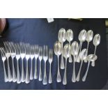 Part suite of modern Hanoverian silver flatware (22 items) comprising four tablespoons, six table