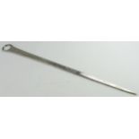 George III Silver meat skewer, hallmarked London 1785 by Richard Crossley ?. Total weight approx 3.
