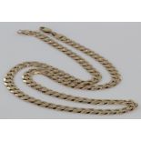 9ct flat curb necklace, approx 20". Weight 15g