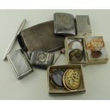 Silver. A collection of silver items, including, vesta & cigarette cases etc., silver weight 6.9 oz.