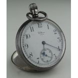 Gents Silver cased open face pocket watch by Waltham. Hallmarked Birmingham 1928. The signed white