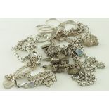 Mixed lot of Silver Bracelets, Charm Bracelets and Chains weight 210g