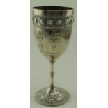 Silver wine goblet hallmarked with a maker which is rubbed but could be EB JB also bears marks for