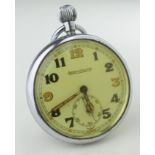 Jaeger Le Coultre chrome cased military pocket watch back stamped "^ G.S.T.P 261942 X X". Working