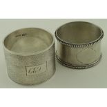 Two Edinburgh silver napkin rings - one Victorian , made by Hamilton & Inches along with a heavy