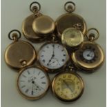 Gold plated pocket watches (9) includes full hunter, half hunter, open face etc. AF