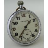 Jaeger Le Coultre chrome cased military pocket watch back stamped "^ G.S.T.P 231193 X X". Not