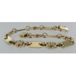 14ct gold fancy link solid bracelet, 22cm long, weight 30.7g