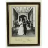 Queen Elizabeth II & Duke of Edinburgh. An original black & white photograph depicting Queen