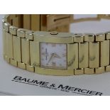 Ladies Baume & Mercier 18ct gold wristwatch, the white dial with yellow gold Roman numerals & dot