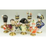 Porcelain busts. A collection of seven hand painted porcelain busts, mostly by Rudolf Kammer,