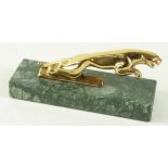 Jaguar car mascot (7/24265 ?), mounted on a marble plinth, mascot length 125mm approx.