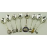 Golf spoons (8) silver - various makers and marks. Weighs 4.25 oz approx.