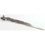Silver art deco style Letter opener, hallmarked London 1994. Approx 231g