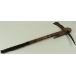 Zulu Tribal war club, with carved wooden handle & bronze (?) axe head, circa 19th Century, length