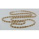 9ct yellow gold rope twist necklace, 50cm long, weight 6.1g