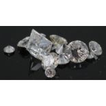 Selection of 14 loose diamonds. Princess cut 0.3ct along with round cut 0.2ct, 4 x 0.1ct, 3 x 0.05ct