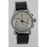 Gents stainless steel cased "Gladiador" Chronograph wristwatch, the silvered dial with arabic