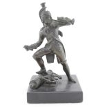Bronze statue, depicting a gentleman in military uniform blowing a horn, height 145mm approx.