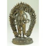 Sino-Tibetan bronze gilt standing buddha with halo - 190x140mm