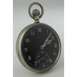 Military issue open face pocket watch back stamped "^ G.S. MK II A 81165". Working when catalogued