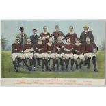 Stoke City FC colour Team postcard by B B London. Postmarked 18/Sept/1907