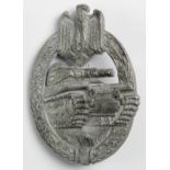 German Nazi Panzer badge, maker marked 'H A'.