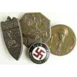 German WW2 lapel badges 4x different, mostly GVF