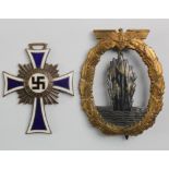 German Nazi Minesweeper War Badge maker marked 'FEC.OTTO PLACZEK BERLIN. AUSF.SCHWERIN BERLIN'. With