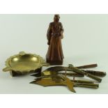 Trench Art - various bullet knives, Jameson Raid Jan'y 1896 bullet, a carved figure 1947 ? (8