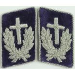 German WW2 Chaplain / Priest collar tabs, scarce, matched pair. GVF