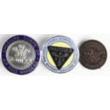 Badges (3) - War related badges - Cheshire Corps of Air Raid Wardens, Pressed Steel Co., National