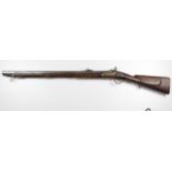 Rifle: A European (German Jaeger) percussion rifle in the Brunswick type pattern. Back action lock