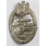 German Nazi Panzer badge in silver, no makers mark