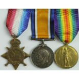 1915 Star Trio to 23825 Pte W Fox Lancashire Fusiliers. (3)