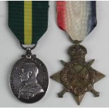1915 Star and Territorial Efficiency Medal to 1539 Pte F. McArdle Liverpool R (200151 5/L'Pool