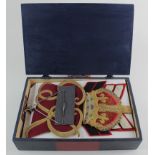 Guards Bandsman cloth insignia, various ages and types KC & QC. In wooden case (qty)