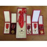 Poland collection of Order of Poland Restored Medals in cases, various classes, plus other cased