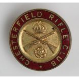 Chesterfield Rifle Club, WW1, VTC type badge - Maker - Thomas Fattorini.
