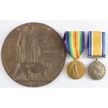 BWM & Victory medals with Death Plaque and research to R/39604 Rifleman James Gray 1st bn KRRC, K in