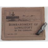 WW1 bombardment of Lowestoft by the Germans April 25th 1916, with shell fragment found on the