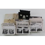 German Nazi stereoscopic photo cards, with viewer, plus booklet 'Dictatorship War Disaster History