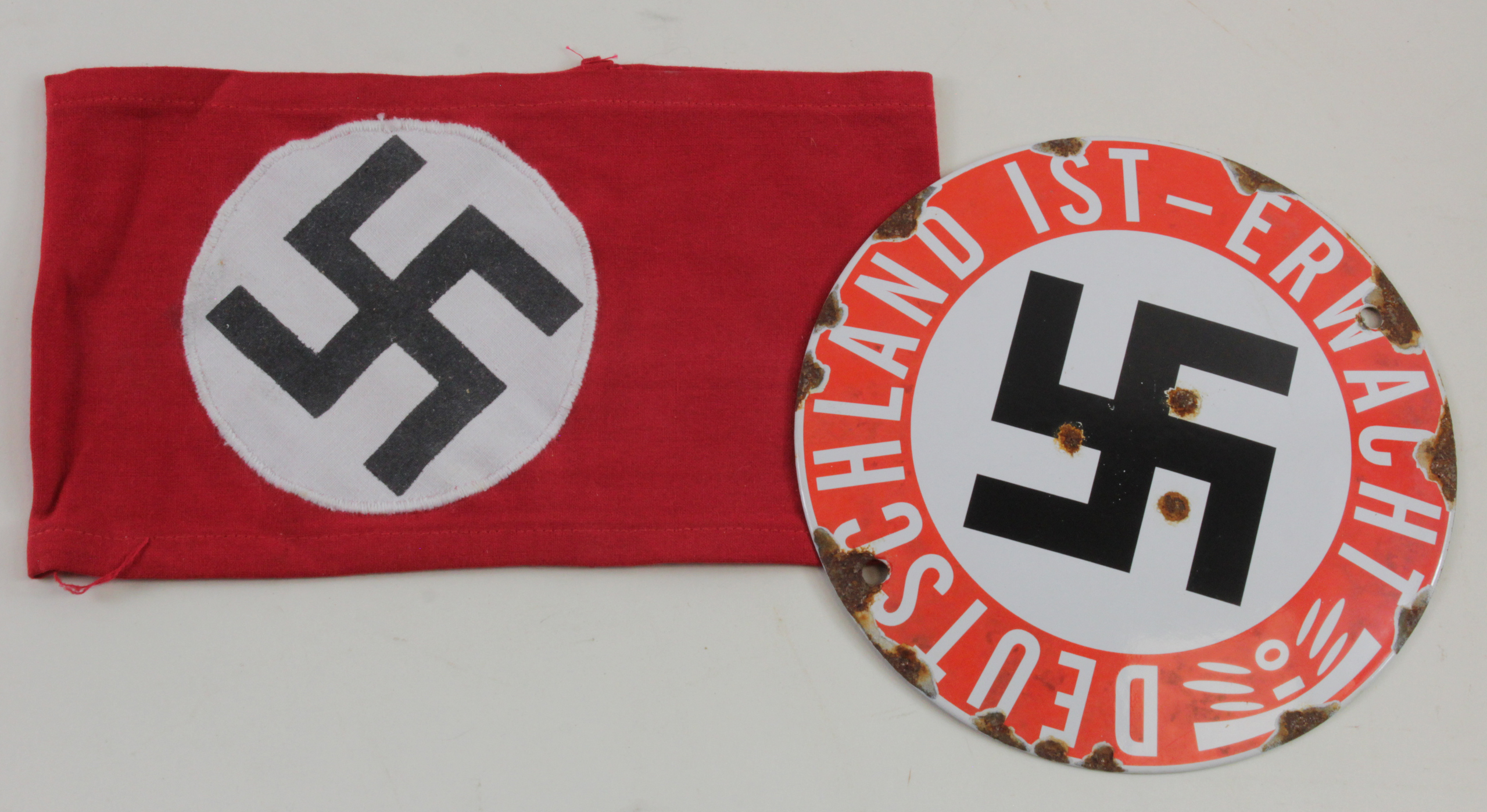 German WW2 enamelled sign with party arm band.