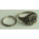 German Swastika rings, mans and woman's 2x types. GVF