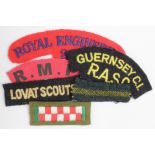 Cloth Shoulder Title Badges: British Army WW2 & later printed and embroidered felt shoulder title