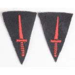 Cloth Badges: COMMANDO BRIGADES WW2 pair of embroidered felt formation sign badges in excellent