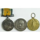 BWM & Victory Medal to S/24032 Pte A Cudd Rifle Brigade. With a silver hallmarked Battle of