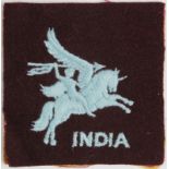 Cloth Badge: 44th INDIAN AIRBORNE DIVISION WW2 embroidered felt formation sign badge in excellent