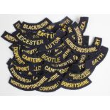 Cloth Badges: CIVIL DEFENCE WW2 Place Names embroidered felt shoulder title badges in excellent